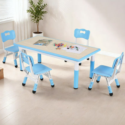 Arlopu Toddler Table and Chair Set Height Adjustable, Kids Activity Table for Reading, Drawing, Eating, Studying, Max 220lbs
