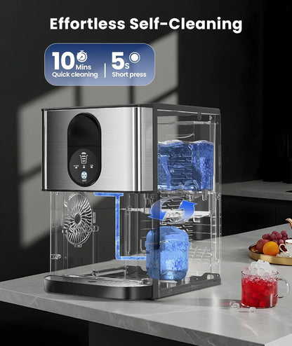 Moifoi Nugget Ice Maker,Culb in 6Mins, 44 lbs/24 H, Auto-Cleaning Portable Ice Machine with Basket & Scoop, Black