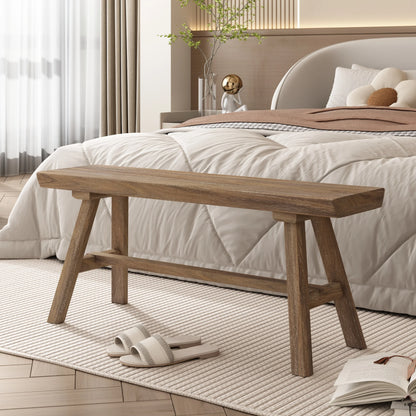 39" Solid Wood Bench, Rustic Farmhouse Wood Dining Room & Entryway Bench Seat for Indoors and Outdoors
