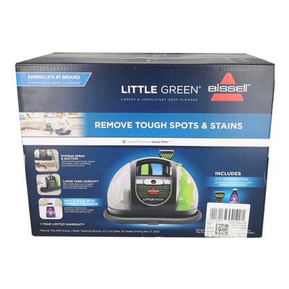 BISSELL Little Green Portable Deep Cleaner, for Carpet, Upholstery, and Auto, Lightweight, Strong Suction, Large Tank Capacity, 3369, Green