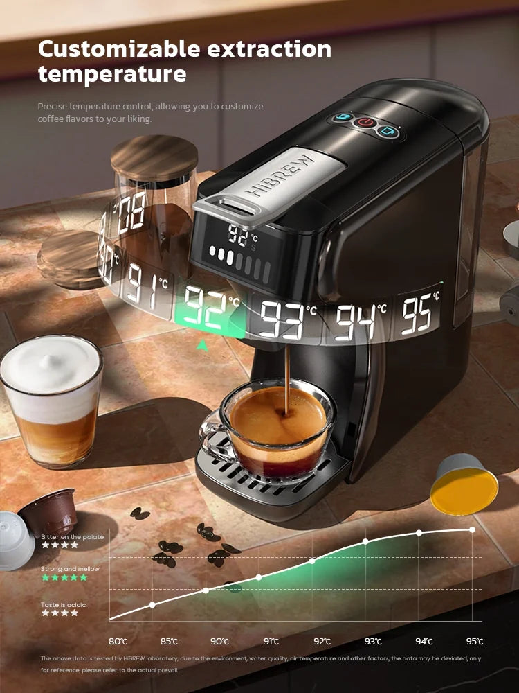 HiBREW 6in1 Pods Coffee Machine Multiple Espresso Cafetera Cappuccino Coffee Maker H1B Beige
