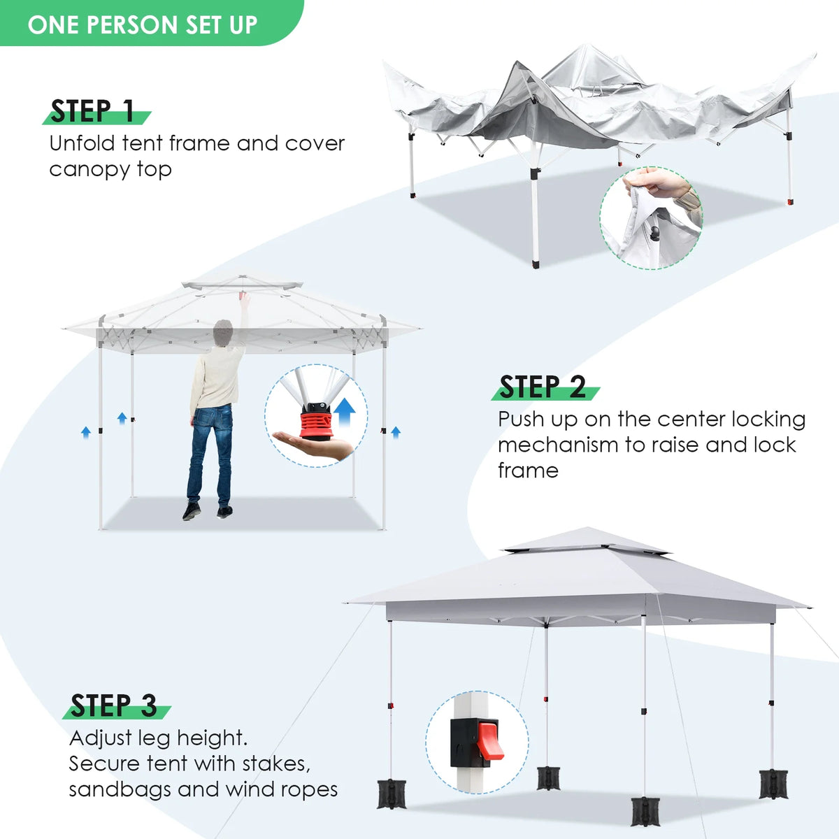 Pirecart 12' x 12' Pop-up Canopy Tent Waterproof Outdoor Gazebo Shelter with Wheeled Bag, Instand Canopy , White