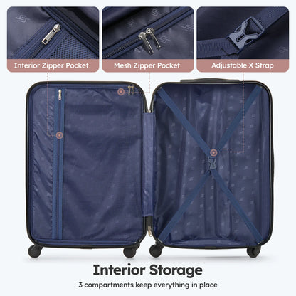 3 Piece Luggage Sets Hard Shell Suitcase Set with Spinner Wheels for Travel Trips Business 20" 24" 28", Rose Gold