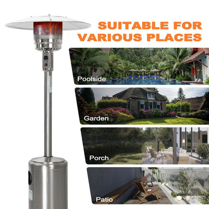 Nuu Garden Pyramid Patio Heater with Wheels, 48,000 BTU Outdoor Heaters for Outside Use, Quartz Glass Tube Propane Heater, Black