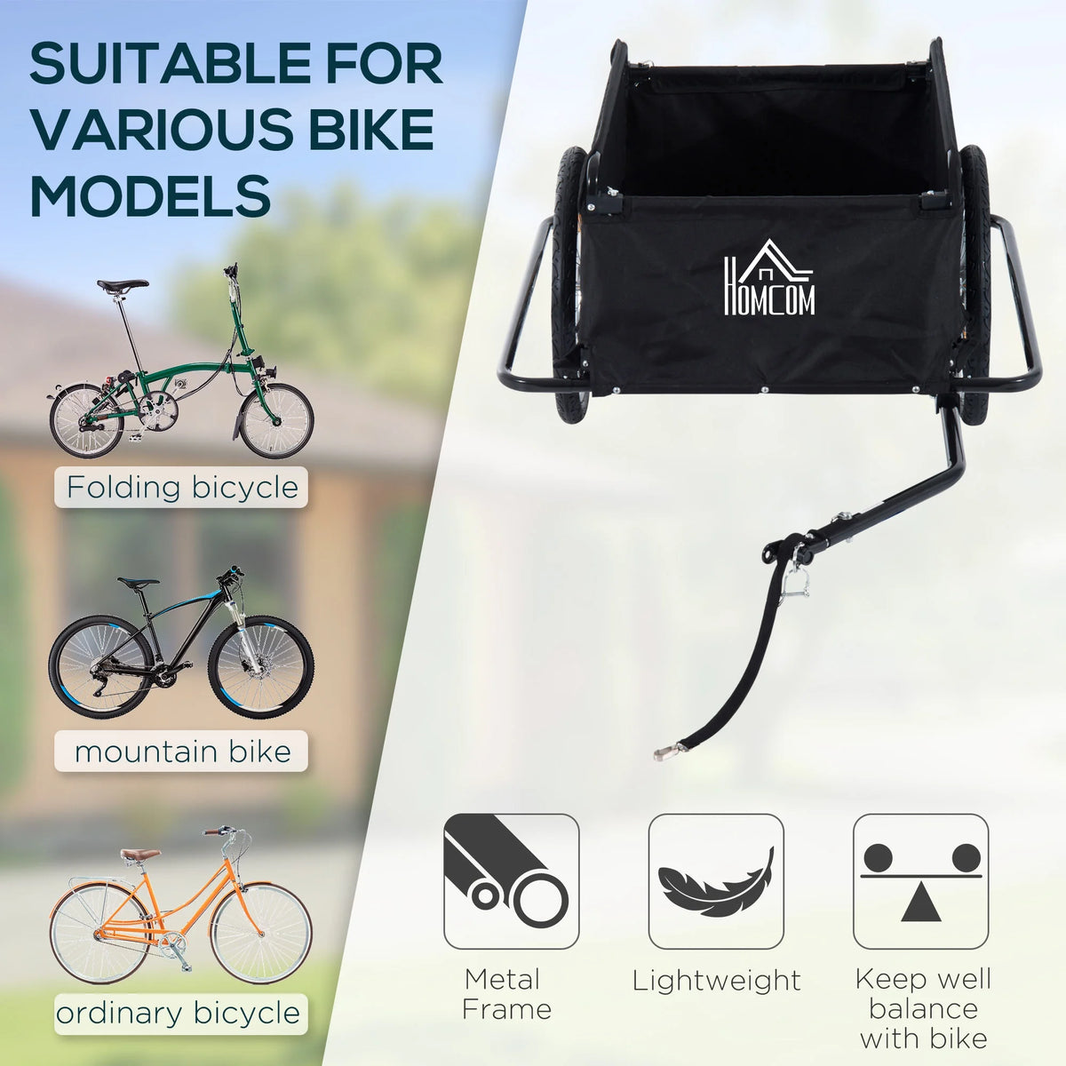 Aosom Bicycle Cargo Trailer, Two-Wheel Bike Luggage Wagon Bicycle Trailer with Removable Cover, Yellow