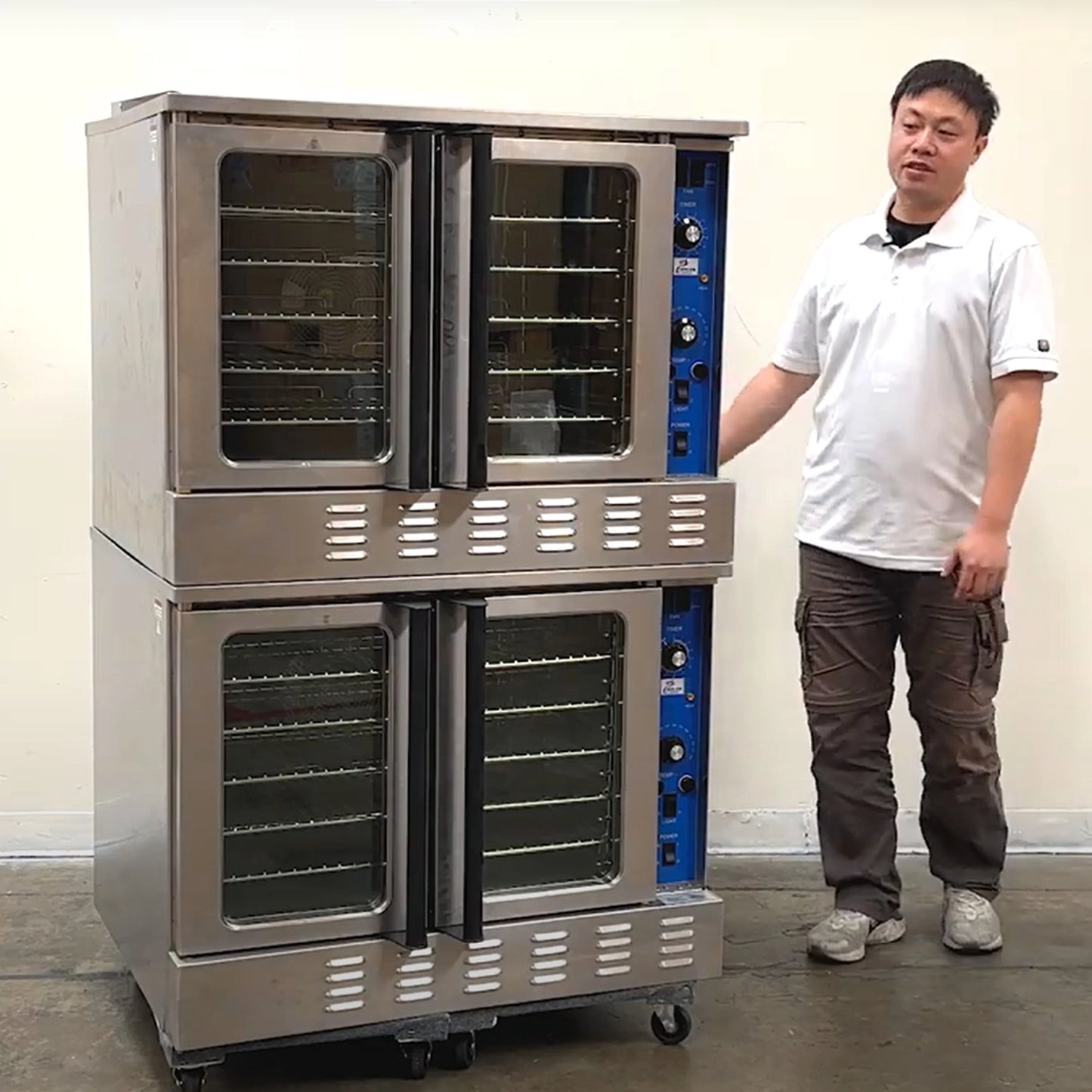 38 in. Commercial Double Deck Electric Convection Oven 240V 1P, Double Door, Extra Large Capacity