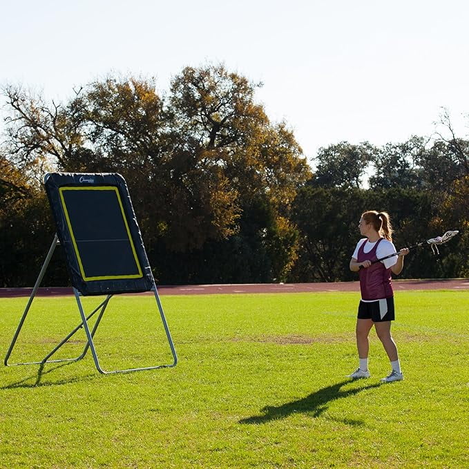 Champion Sports Deluxe Lacrosse Target: Ball Return Bounce Back Net Set for Professional, College and Grade School Training & Drills - 4' x 3' Rebound Area