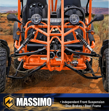 Massimo GKA 200 169cc EFI Adult Go Kart with 10HP Engine, 2WD Off-Road Go Cart, Dual Seats, Red