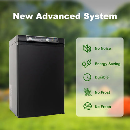 Smad Refrigerator with Freezer 3 Way Fridge Gas/12V/110V 3.5 Cu.ft Outdoor Caravan Off Grid Apartment
