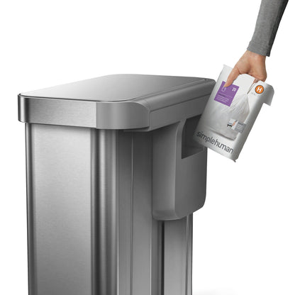 simplehuman 58 Liter / 15.3 Gallon Rectangular Dual Compartment Recycling Step, Brushed Stainless Steel with Soft-Close Plastic Lid Kitchen Trash Can