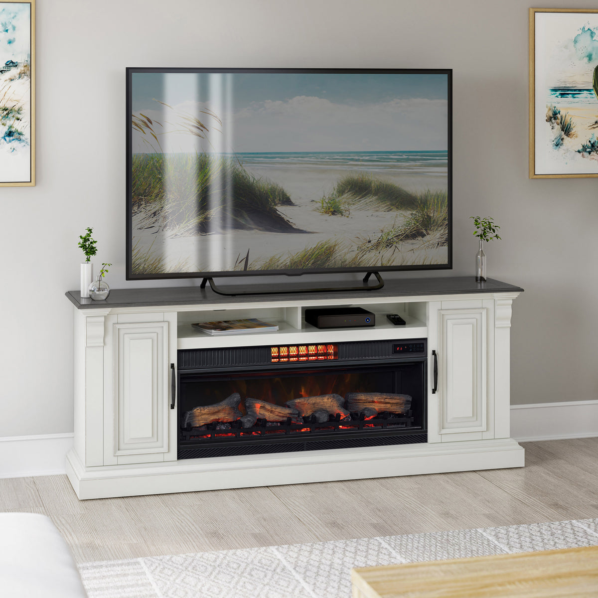 Tresanti Eloise Console with ClassicFlame CoolGlow 2-in-1 Electric Fireplace and Fan