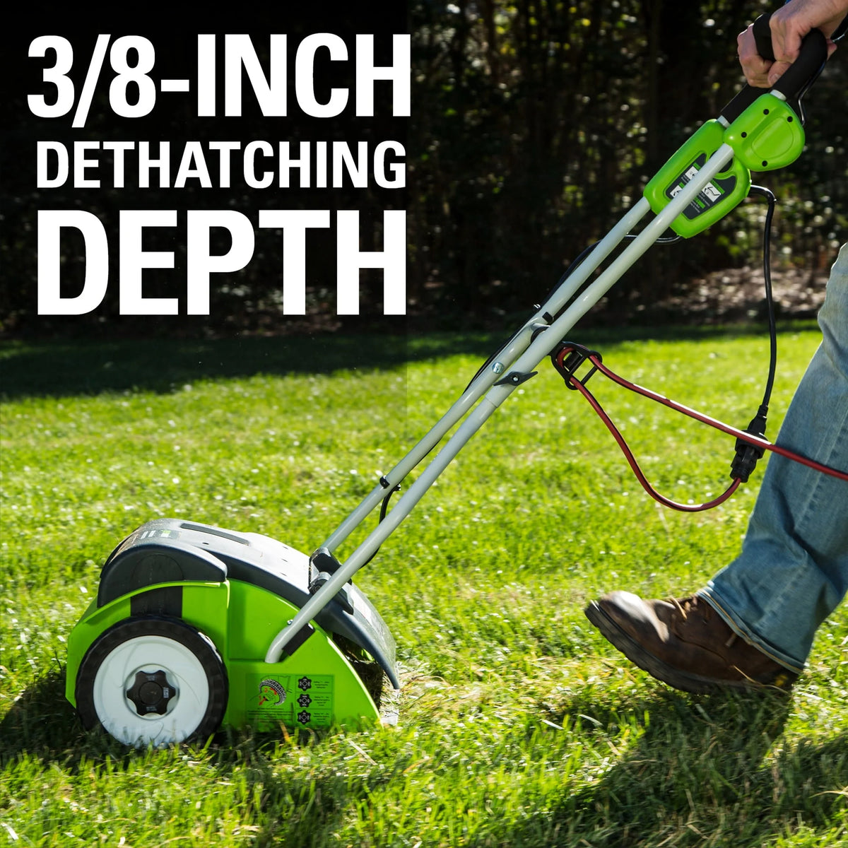 Greenworks 10 Amp 14-inch Corded Electric Dethatcher, 27022