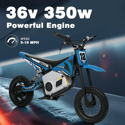 Kerry Yoo C11 36V Electric Dirt Bike for Kids 8-14, 350W Ride on Motorcycle, Electric Motorbike Teens,16 mph, High/Low Speeds-Red