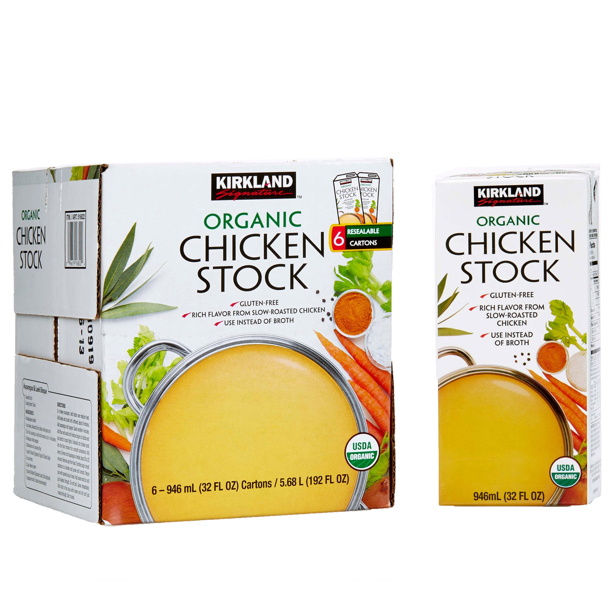 Kirkland Signature, Organic Chicken Stock, 32 fl oz, 6-Count