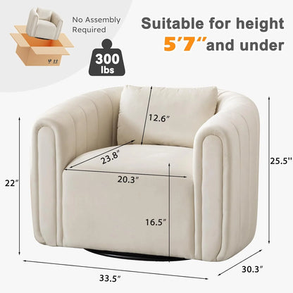 Bonzy Home Swivel Chair with Plump Pillow, Modern Velvet Accent Chair for Living Room Bedroom , Comfy Round Armchair, Orange