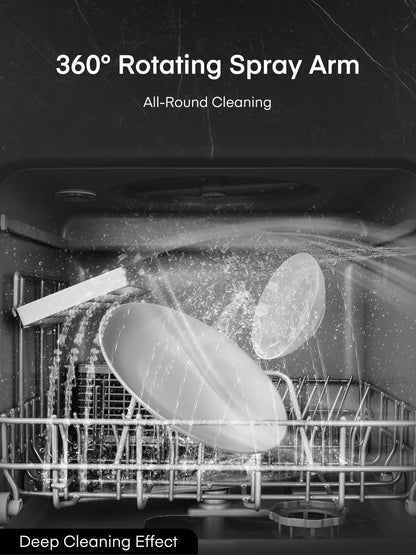 FOHERE Countertop Dishwasher with 6H Delay Cleaning, Portable Dishwasher w/5L Built-in Water Tank, 6 Programs, 360��Dual Spray, High-Temp