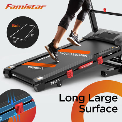 Treadmill 300 LB Capacity for Home with Incline, Folding Electric Running Walking Treadmill, Portable Treadmill for Home Use, 7.5 MPH, Smart Apps, 64+7 Programs, Bluetooth Speakers