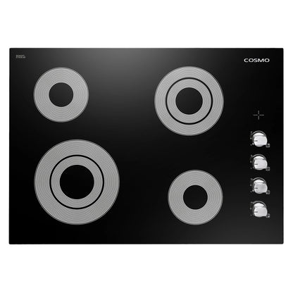 Cosmo 4 Piece Kitchen Appliance Package 30" Electric Cooktop 24" Single Electric Wall Oven 24" Built-In Microwave Drawer & French Door Refrigerator Kitchen Appliance Bundles