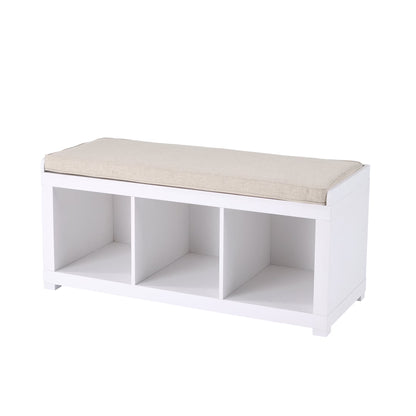 Better Homes & Gardens 3-Cube Storage Bench, White Texture