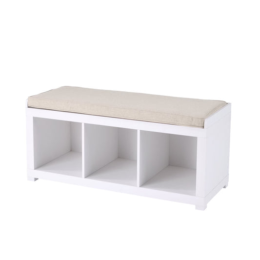 Better Homes & Gardens 3-Cube Storage Bench, White Texture
