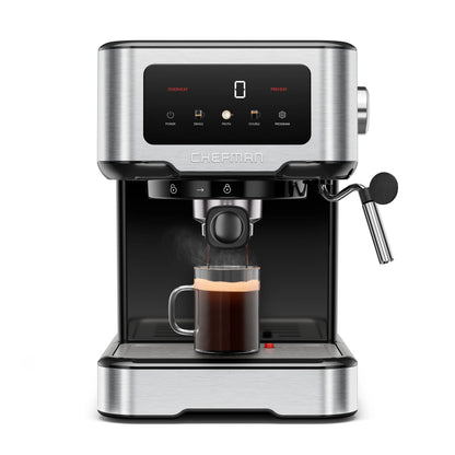 Chefman CraftBrew Espresso Machine w/ Steam Wand and Touch Controls �C Stainless Steel