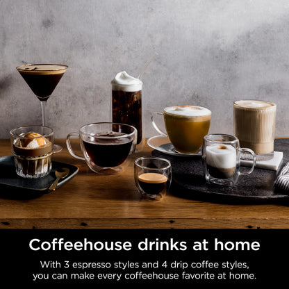 Ninja Luxe Cafe Premier Series, Stainless Steel Espresso Machine and Drip Coffee Maker with integrated Coffee Grinder and Milk Frother, ES601