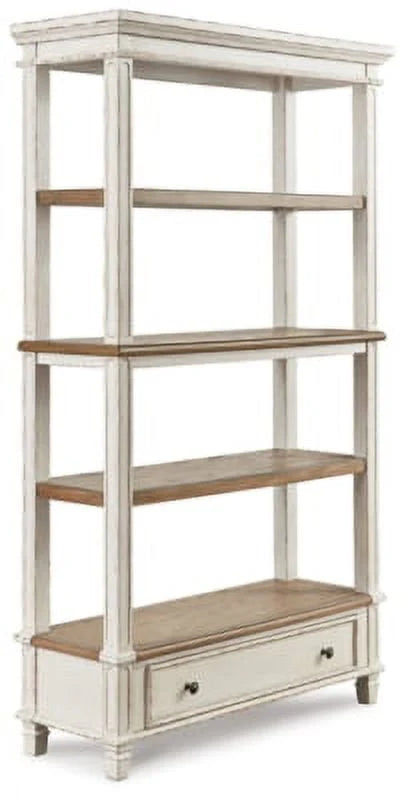 Signature Design by Ashley Realyn French Country 75" Bookcase with Drawer, Chipped White