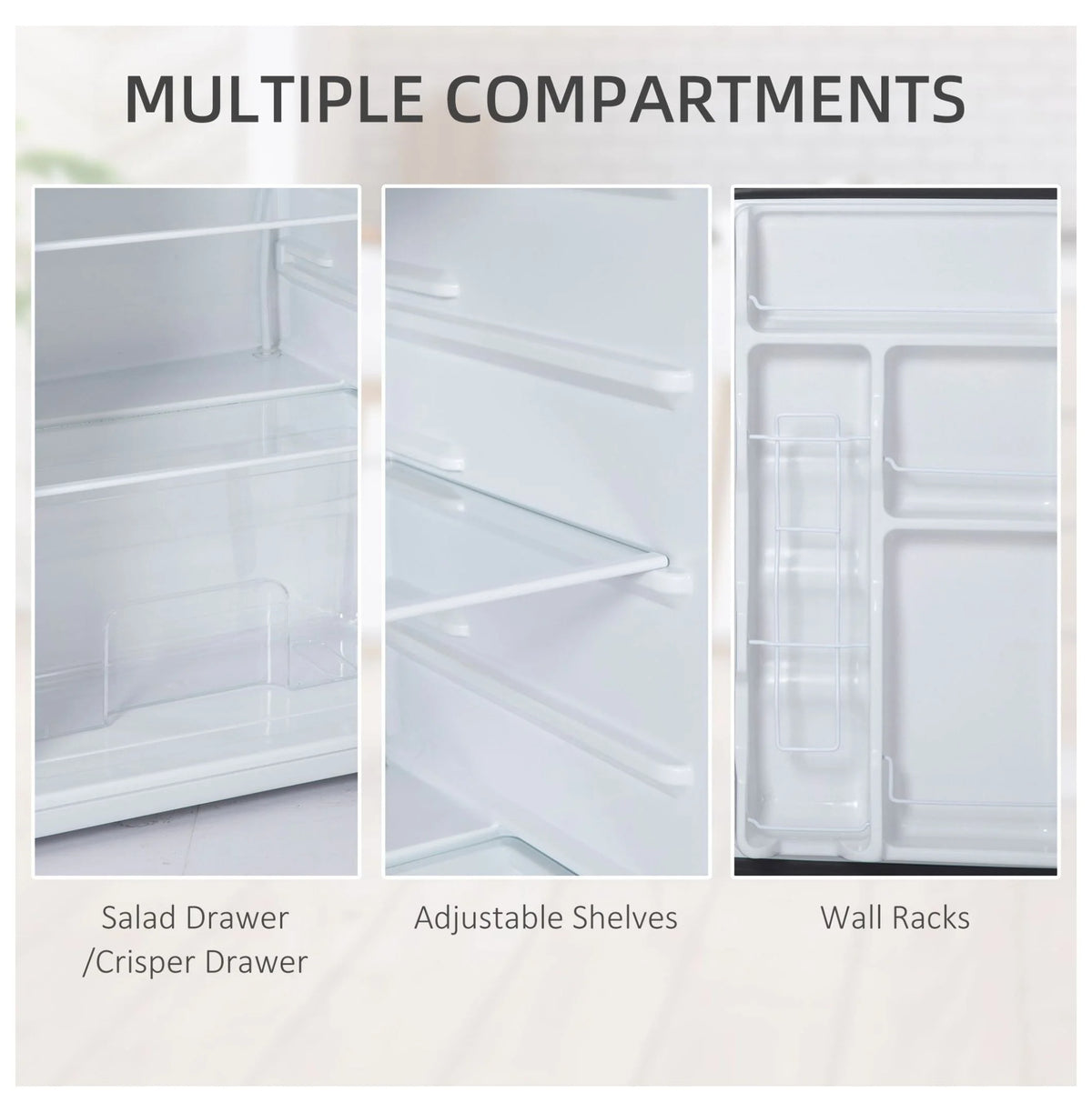 3.2 Cu.Ft Mini Fridge Freezer, Single Door Refrigerator with Adjustable Thermostat, Dorm Fridge, Compact Refrigerator for Bedroom, Apartment, Silver