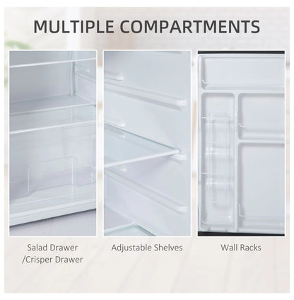 3.2 Cu.Ft Mini Fridge Freezer, Single Door Refrigerator with Adjustable Thermostat, Dorm Fridge, Compact Refrigerator for Bedroom, Apartment, Silver