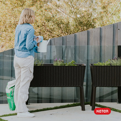 Keter Splendor 31.7 Gallon Raised Garden Bed with Self Watering and Drainage, Grey