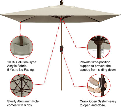 EliteShade Sunumbrella 6x6Ft Square Market Umbrella with Ventilation