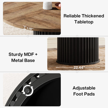Tribesigns Black Round Dining Table for 4-6 People, 47.24-Inch Circle Wood Kitchen Table with Sturdy Fluted Metal Base, Modern Dining Room Furniture