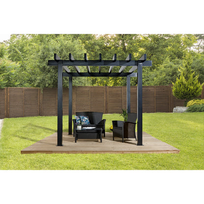 Sojag Outdoor 10' x 10' Yamba Pergola Square Shaped Gazebo, Dark Grey