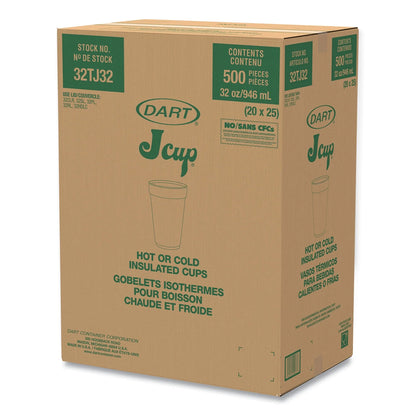 Dart Foam Drink Cups, 32oz, White, 25/Bag, 20 Bags/Carton -DCC32TJ32