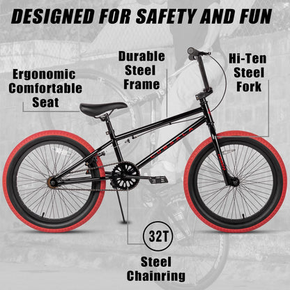 cubsala 20 in Freestyle BMX Kids Bike for Age 6-14 Years Old Boys Girls , Black & Green