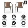 Emma + Oliver Indoor/Outdoor Stacking Rattan Restaurant Patio Chairs, Set of 2, Gray