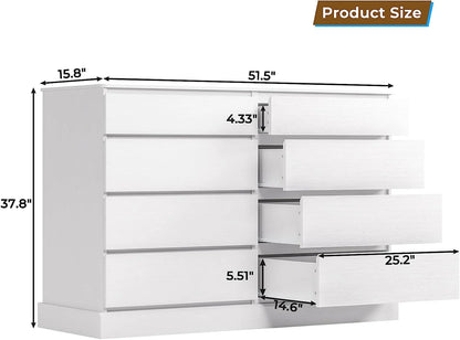 8 Drawers Double Dresser Wooden Black Chest of Drawers for Bedroom, Large Storage Cabinet for Home Living Room