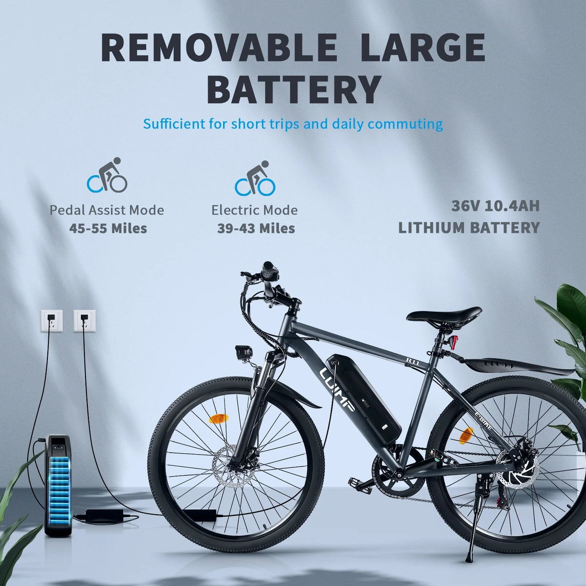 Hipatoo 26" Electric Bike 500W 20MPH E-bike, 36V 10.4Ah Battery, Ebike for Adults, E Bike UL2849