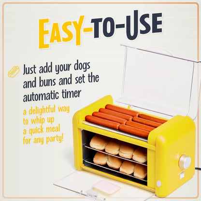 ZZJP Oscar Mayer Extra Large Countertop 8 Hot Dog Roller and Bun Toaster Oven - Stainless Steel Rollers and Non-stick Warming Racks - Adjustable Timer