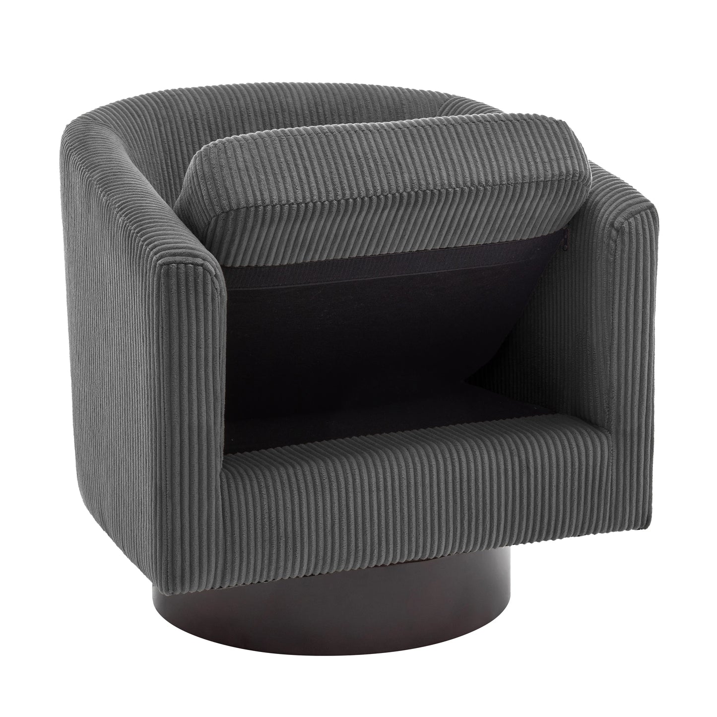 UIXE Swivel Accent Chair, Upholstered Fabric Barrel Chair for Living Room, Small Single Sofa Bedroom Reading Seat, Light Gray