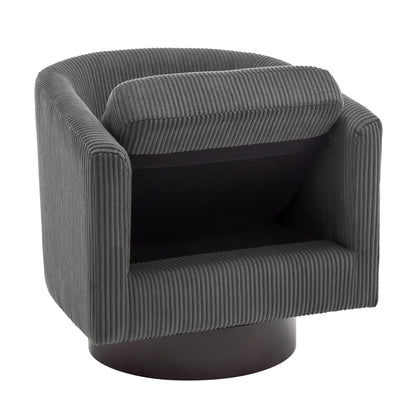 UIXE Swivel Accent Chair, Upholstered Fabric Barrel Chair for Living Room, Small Single Sofa Bedroom Reading Seat, Light Gray
