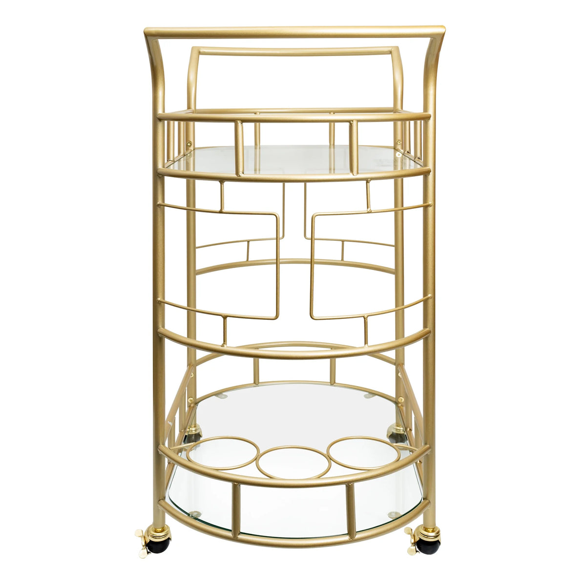 Better Homes & Gardens Fitzgerald Bar Cart with Matte Gold Metal Finish, 2-Tiers