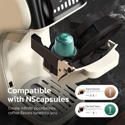 HiBREW 6in1 Pods Coffee Machine Multiple Espresso Cafetera Cappuccino Coffee Maker H1B Beige