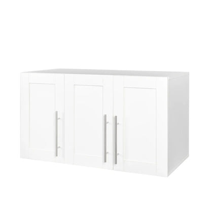Stackable Wall Cabinet,Solid Wood Storage Cabinet with Adjustable Shelves and Doors,Console Table Side Table for Hallway,Sideboard Buffet Cupboard for Kitchen, 15.75" D x 15.75" W x 70.87" H, White