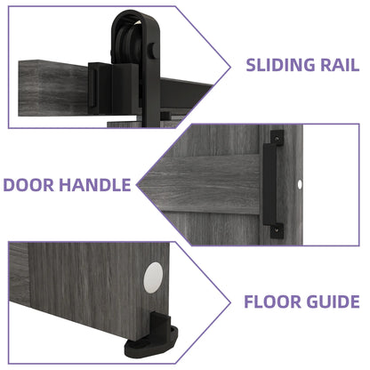 Uforic 48" x 84" Silding Barn Door,with Hardware Kit Rail,and Handle,Pulleys, Gray