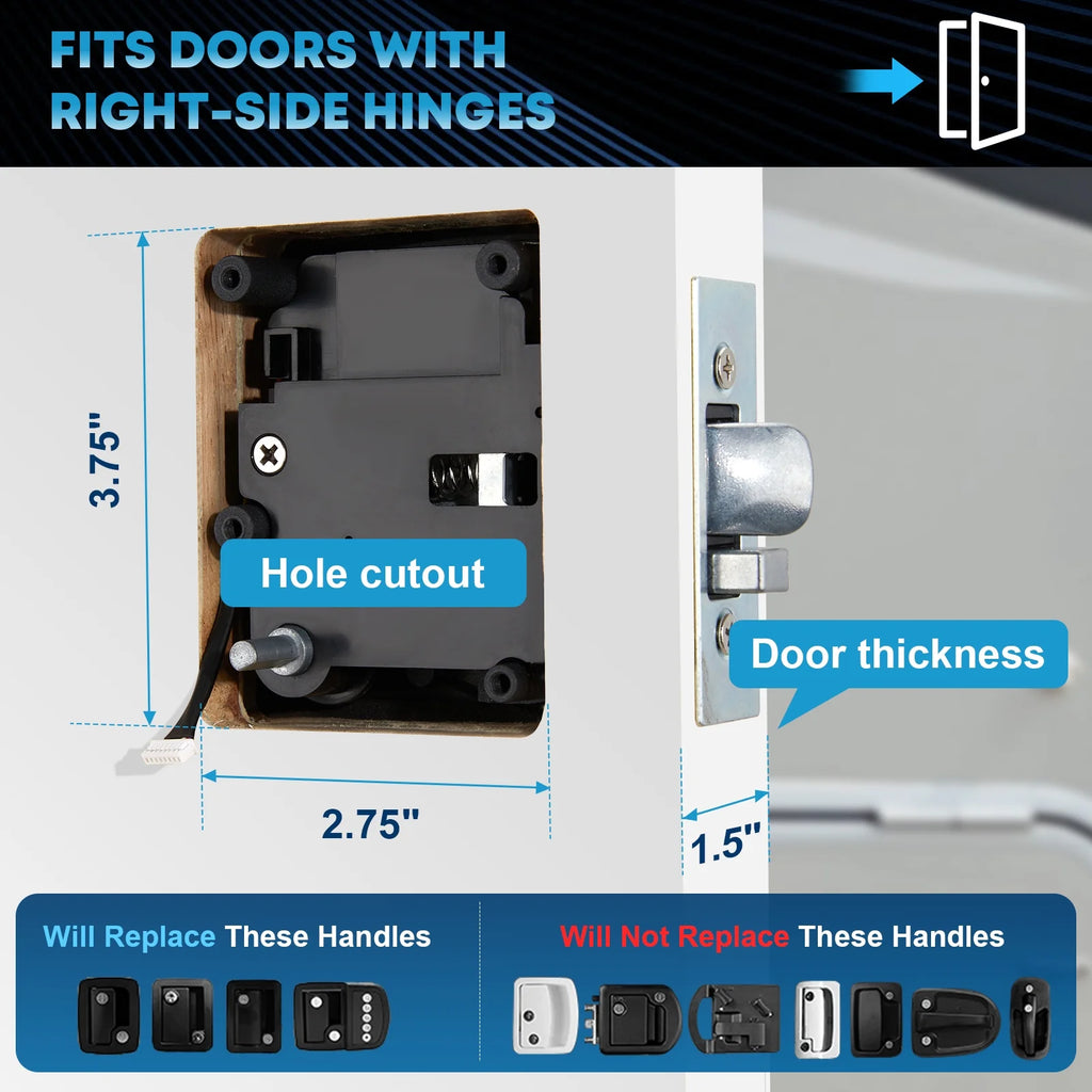 Kohree RV Door Lock Keyless Entry, RV Door Locks Replacement with Keypad and Remote for Trailer Camper RV Travel Trailer Door Latch