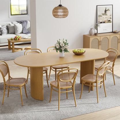 Haiden 67"x33.5" Soild Wood Dining Table Oval Kitchen Table, Walnut