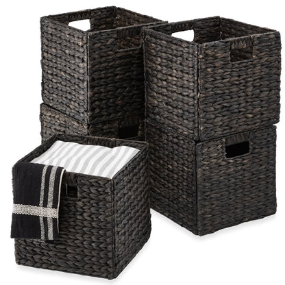 Best Choice Products 12x12in Hyacinth Baskets, Set of 5 Multipurpose Collapsible Organizers w/ Inserts - Natural