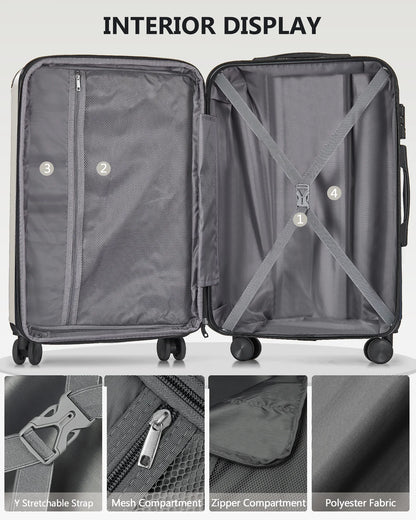 3 Piece Luggage Sets Hard Shell Suitcase Set with Spinner Wheels for Travel Trips Business 20" 24" 28", Rose Gold