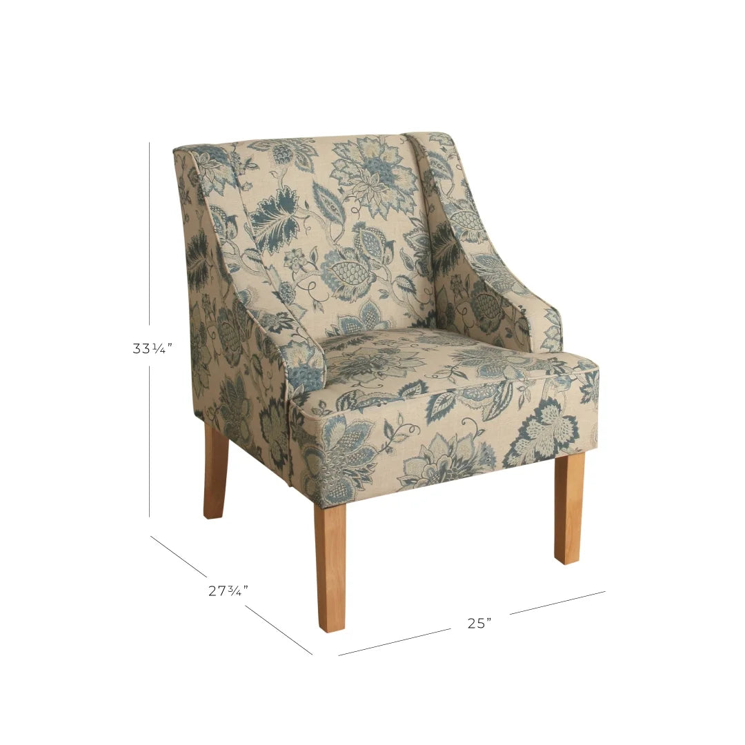 HomePop Classic Swoop Accent Chair - Blue and White Damask